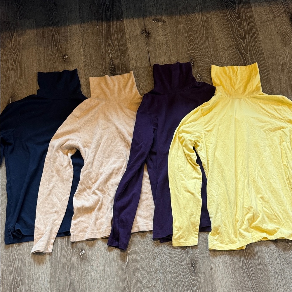 Lands end Color Turtleneck Tops - Navy, Beige, Purple, Yellow